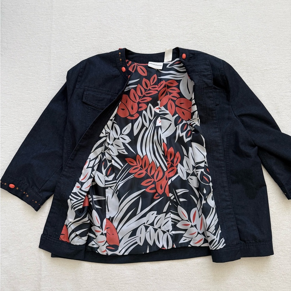 Alfred Dunner Embellished Denim Jacket Size 18 3/4 Sleeves - Picture 2 of 14